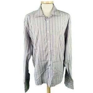 Ted Baker 7 2XL Multi Color Striped French Cuff Casual Shirt Made in Turkey